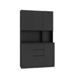 Kitchen Pantry Cabinet with Microwave Stand and 2 Drawers, Freestanding Buffet Cupboards Sideboard with Charging Station - Image 22