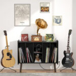 Record Player Stand with Power Outlet and USB Ports, Vinyl Record Storage Table,Vinyl Holder Display Shelf - Image 9