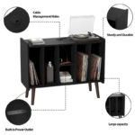 Record Player Stand with Power Outlet and USB Ports, Vinyl Record Storage Table,Vinyl Holder Display Shelf - Image 12