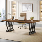 71 Wood Metal Home Office Executive Computer Desk Writing Table - Image 8