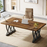 71 Wood Metal Home Office Executive Computer Desk Writing Table - Image 9