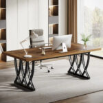 71 Wood Metal Home Office Executive Computer Desk Writing Table - Image 10