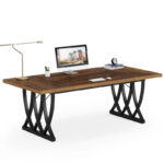 71 Wood Metal Home Office Executive Computer Desk Writing Table - Image 11