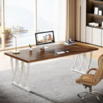 71 Wood Metal Home Office Executive Computer Desk Writing Table - Image 12