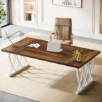 71 Wood Metal Home Office Executive Computer Desk Writing Table - Image 17