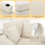 43.5 Chenille Fabric Chaise Lounger Sofa Couch with Pillows, Charge Station & Cup Holders - Image 4