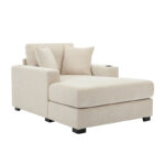 43.5 Chenille Fabric Chaise Lounger Sofa Couch with Pillows, Charge Station & Cup Holders - Image 8