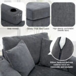 43.5 Chenille Fabric Chaise Lounger Sofa Couch with Pillows, Charge Station & Cup Holders - Image 14