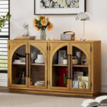 60 Farmhouse 4-Door Large Storage Vintage Sideboard with Metal Handles and Adjustable Shelves - Image 33