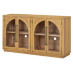 60 Farmhouse 4-Door Large Storage Vintage Sideboard with Metal Handles and Adjustable Shelves - Image 9