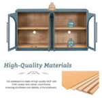 60 Farmhouse 4-Door Large Storage Vintage Sideboard with Metal Handles and Adjustable Shelves - Image 21