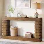 Vintage Long Console Table, Wood Entryway Table with Storage for Living Room